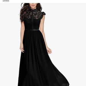 Brand New! Miusol Women’s Formal Floral Lace Cap Sleeve Evening, Black